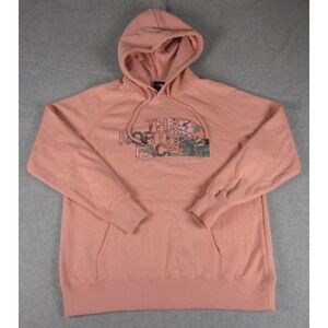 The North Face Hoodie Womens Medium Pink Camo Logo Half Dome Fleece Pullover